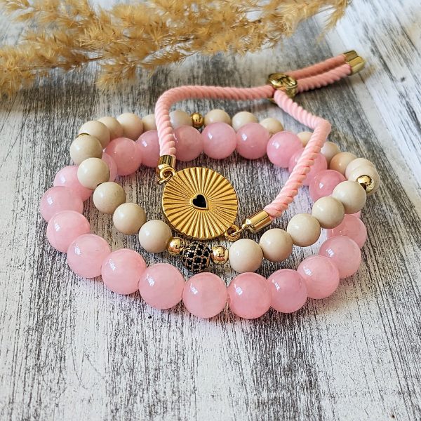 Set ružový jadeit a fosília