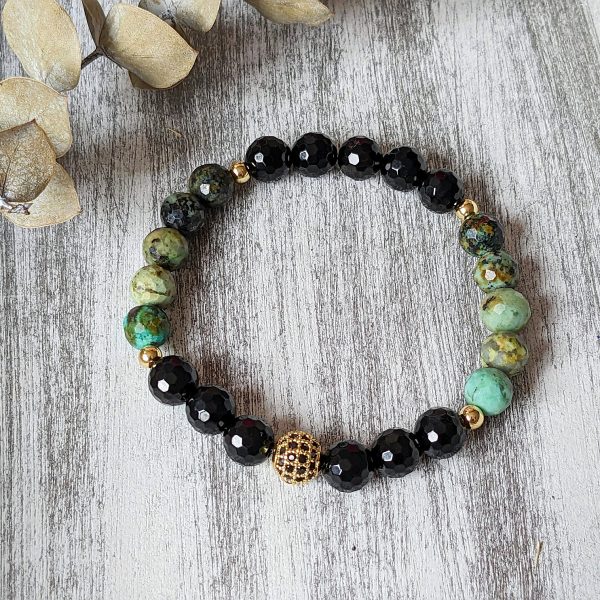 Náramok africký tyrkys, onyx