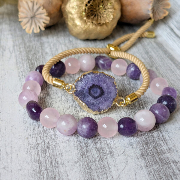 Fialový set z rôznych minerálov