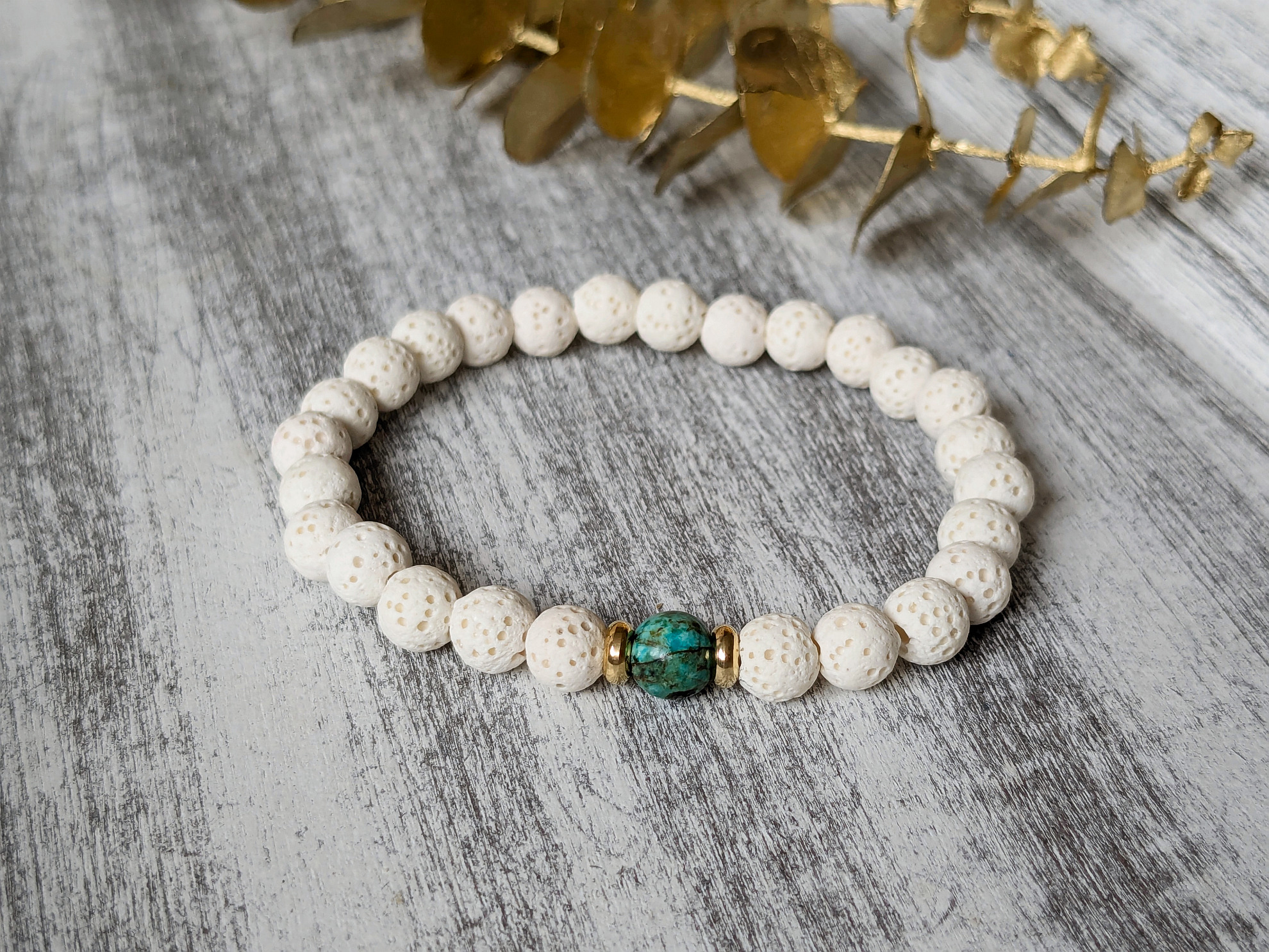 Lávový náramok s africkým tyrkysom