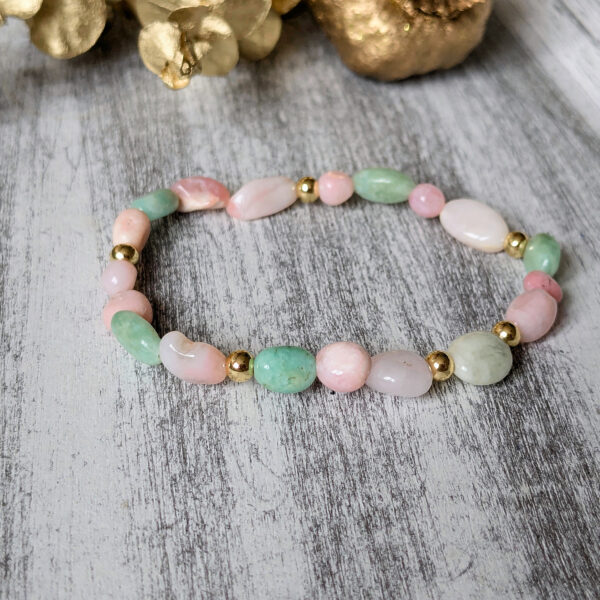 Náramok amazonit a ružový opál