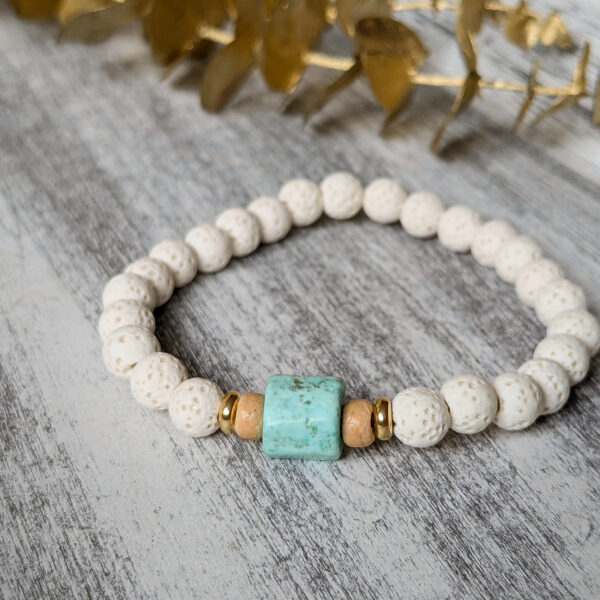 Náramok biela láva a tyrkys