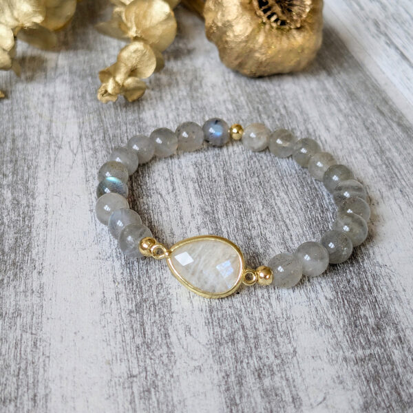 Náramok labradorit a mesačný kameň