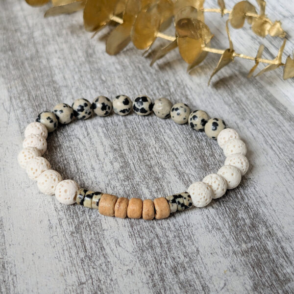 Náramok láva, drevo a jaspis