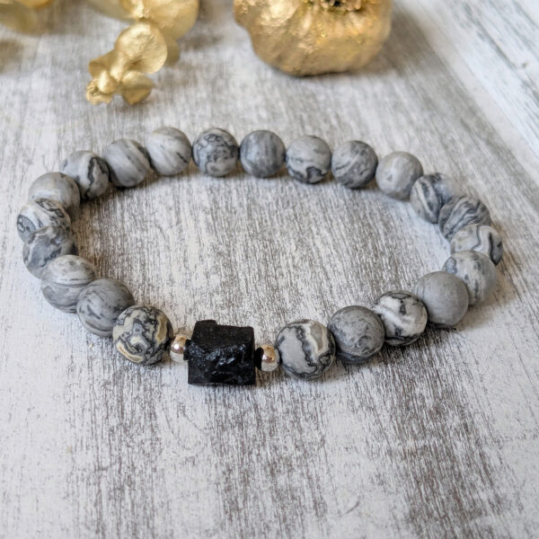 Pánsky náramok jaspis a turmalín