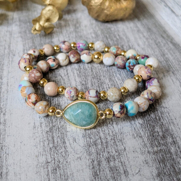 Set bledy jaspis a amazonit