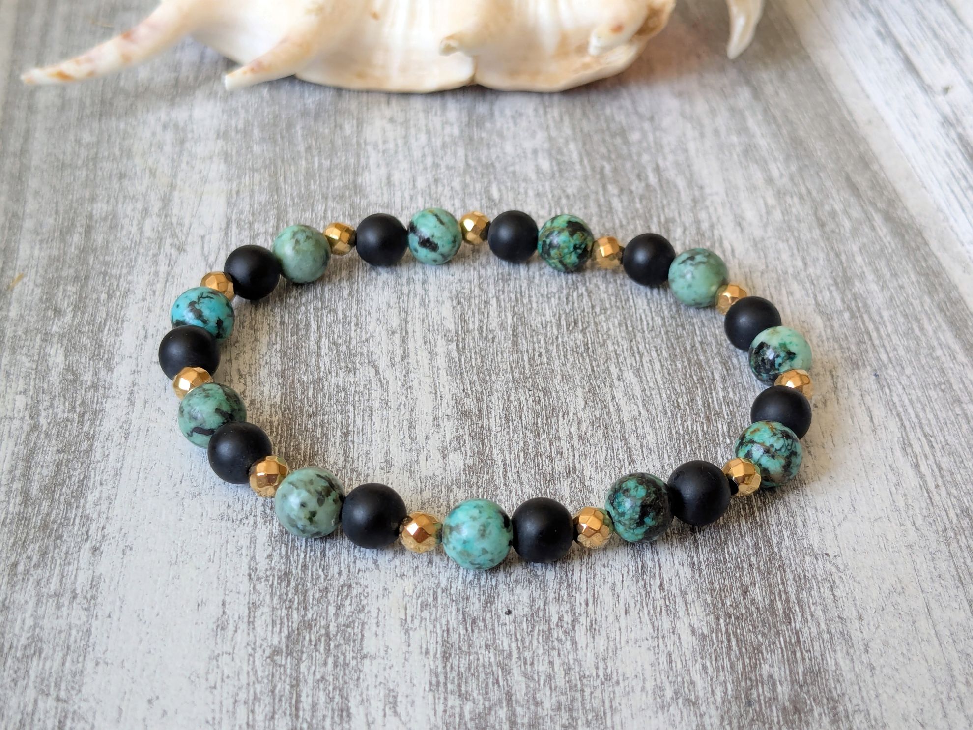 Náramok onyx a africky tyrkys